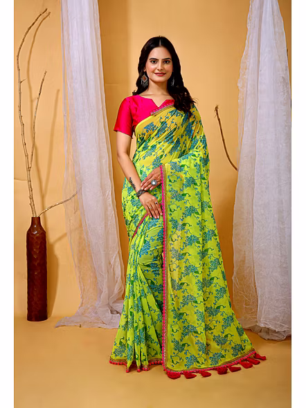 Floral Printed Georgette Saree