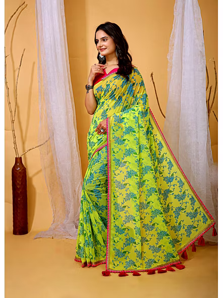 Floral Printed Georgette Saree