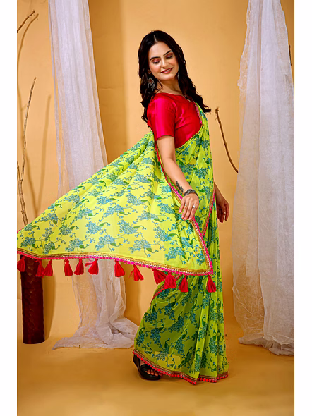 Floral Printed Georgette Saree