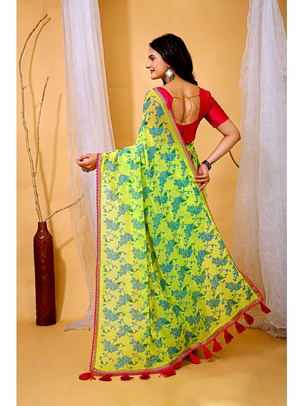 Floral Printed Georgette Saree