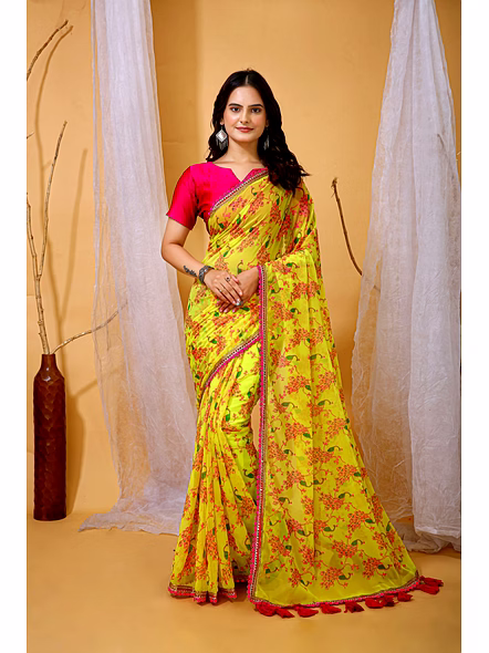 print georgette saree