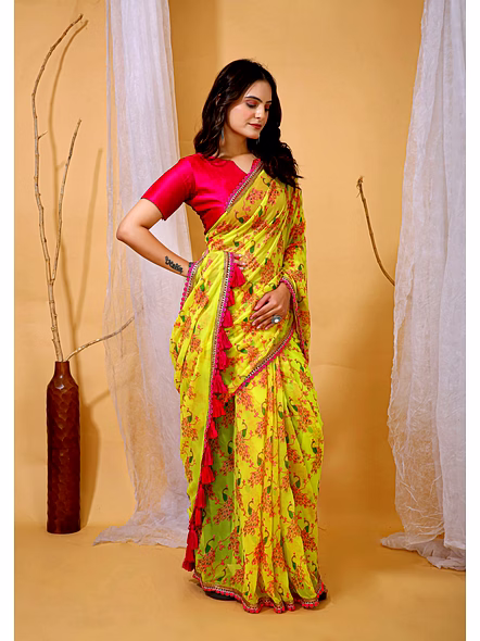 print georgette saree
