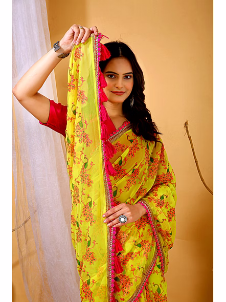 print georgette saree
