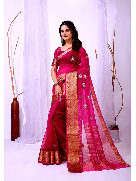 organza silk saree