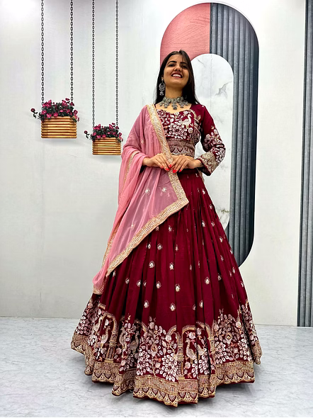 vichitra silk lehenga choli