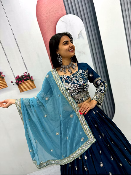 vichitra silk lehenga choli