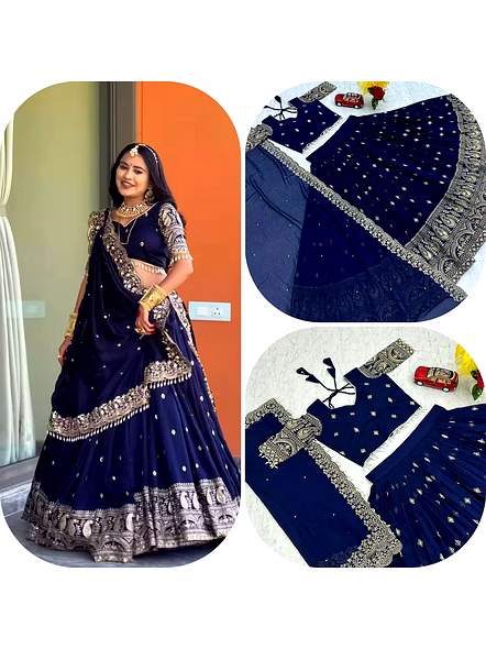 Georgette Embroidery Thread Work-Tapi240_Blue_M