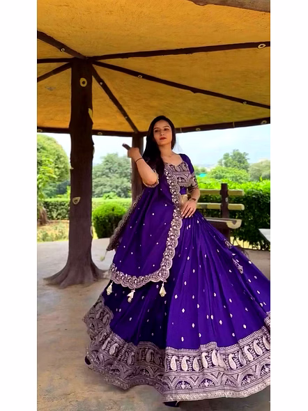 Georgette Embroidery Thread Work-Tapi240_Purple_L