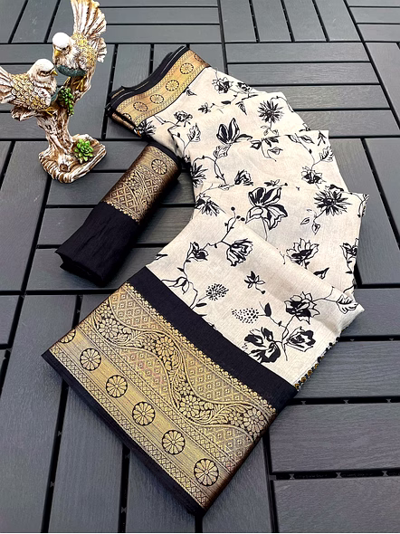 Black Dola Silk Saree