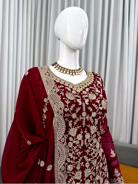 maroon georgette sharara set​