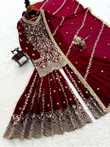 maroon georgette anarkali suit​