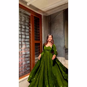 Anarkali Fendi Silk Fabric Suit