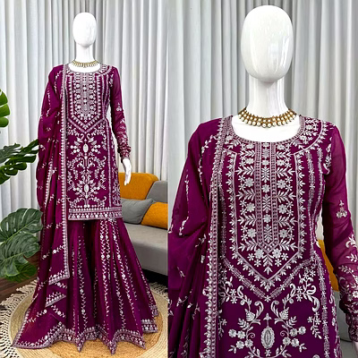 riya tex georgette sharara suit with sequence work