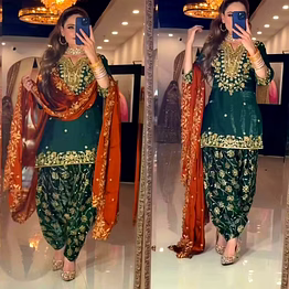 nency tex green chinon silk anarkali suit