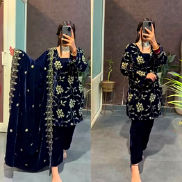 nency tex pure viscose velvet suit with sequence work