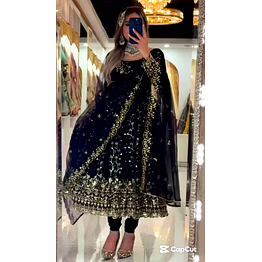 nency tex georgette anarkali suit with sequence work