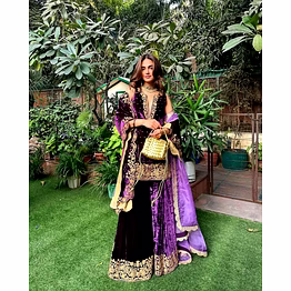 shiv purple velvet suit with dupatta