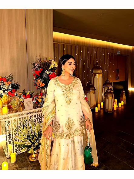 women's pure chinon silk kurti with palazzo and dupatta set