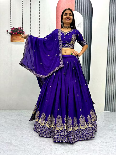 chinon silk lehenga choli
