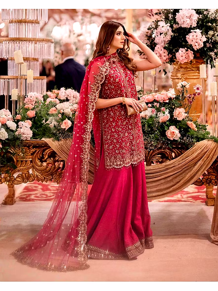 women's pure chinon silk kurti with palazzo and dupatta set