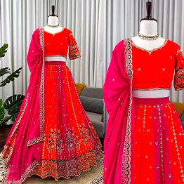 queen sangeet special georgette thread with sequence work lehenga choli