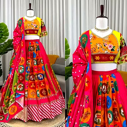 queen vibrant digital print crepe lehenga choli