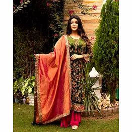 shiv winter special velvet embroidery work dress for mehendi