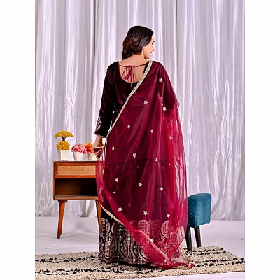 nency tex velvet sharara suit design
