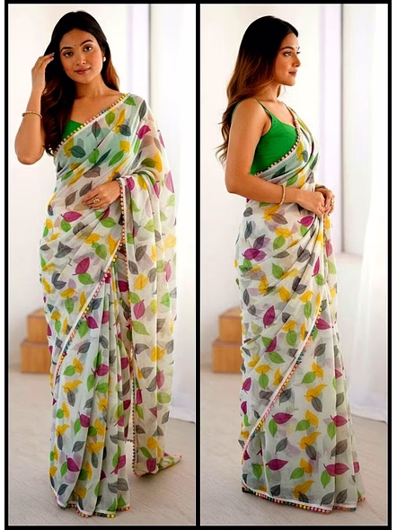 green georgette saree