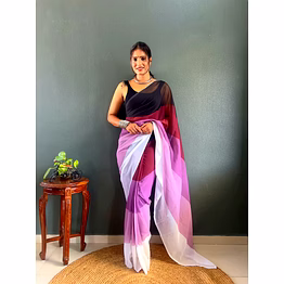 chitra tex dual tone georgette ready to wear saree