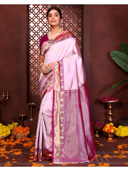 Wine Banarasi Kanjivaram Jacquard Silk Sarees