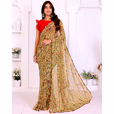 shiv mandala print georgette saree