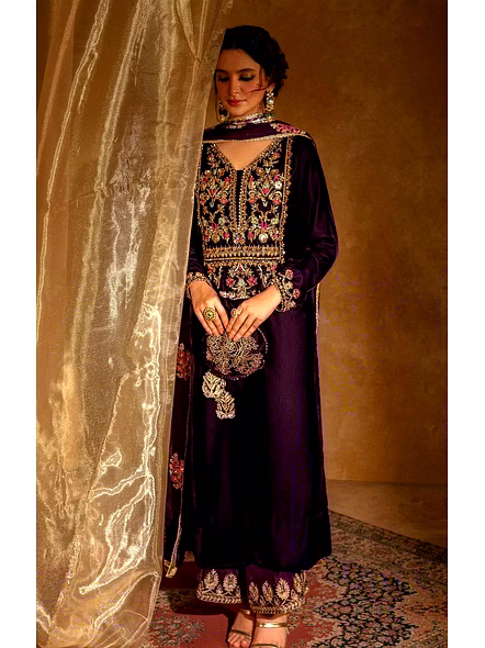 purple velvet kurti
