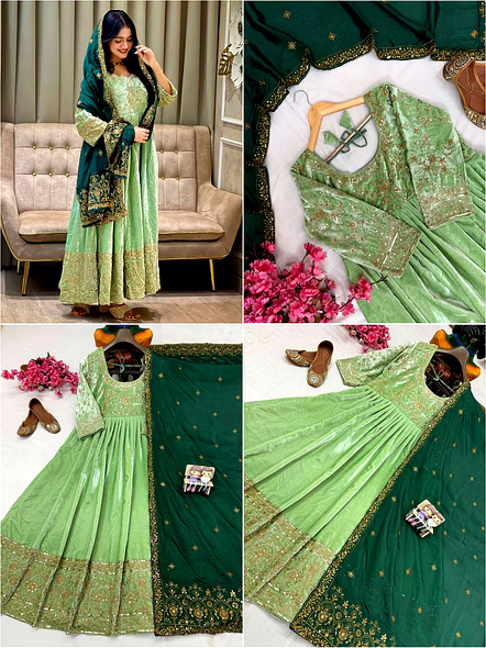 green velvet gown