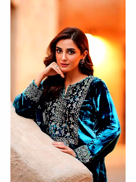 velvet kurti with sequence work