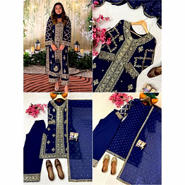 shiv teal georgette kurtis with sequence work