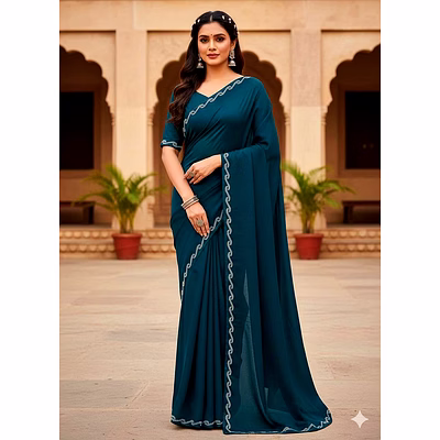 shiv georgette saree with siroski work