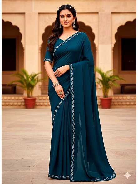 siroski work saree