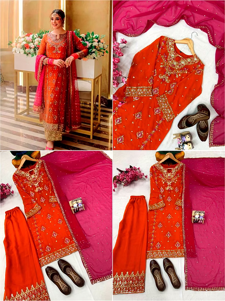 Orange Georgette Kurti