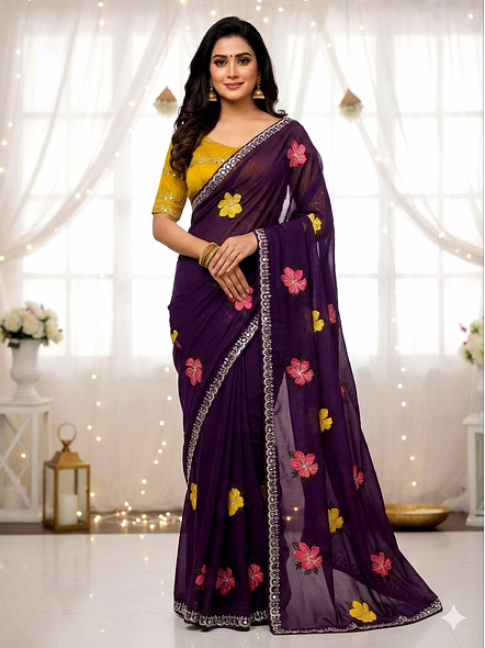 Black georgette saree