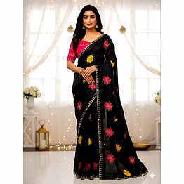 chitra tex georgette saree with embroidery work