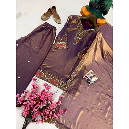 shiv purple fendy silk kurti with sequence work