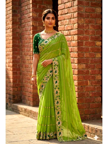 georgette saree with embroidery