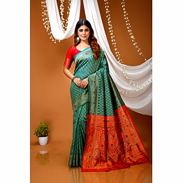 chitra tex lichi silk saree with jacquard border