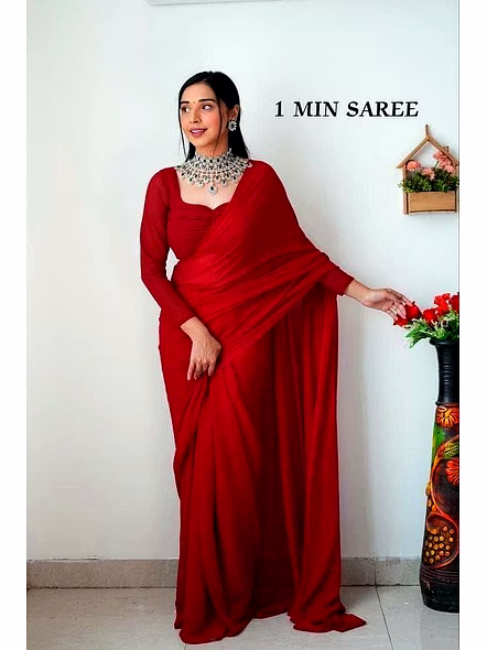 ready to wear saree Red