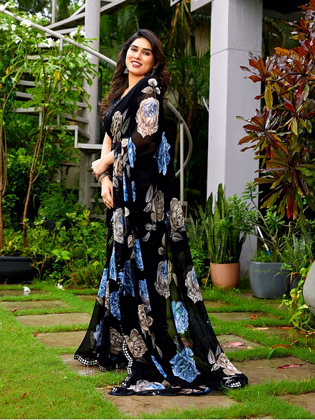 georgette printed saree