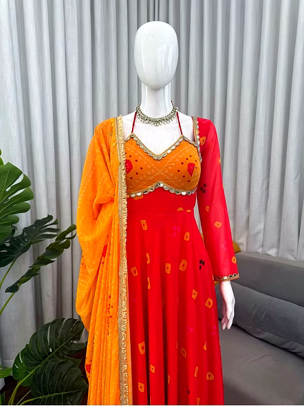 red georgette top for women