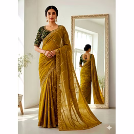 chitra tex star georgette saree with sequence work