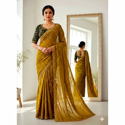chitra tex star georgette saree with sequence work