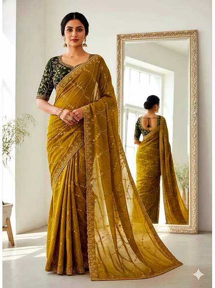 georgette saree brown